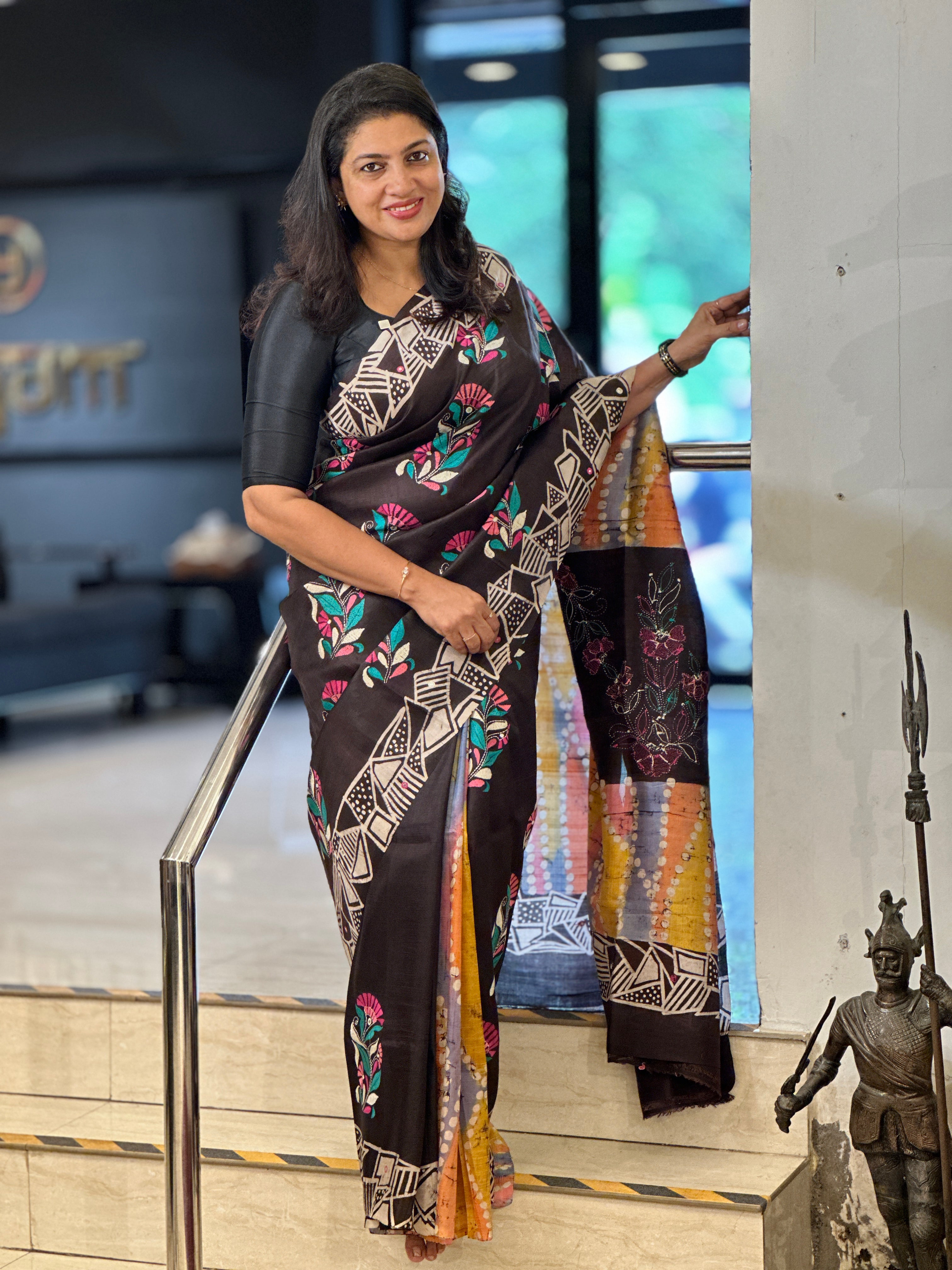Batik & Kantha Detailed Silk Saree | AYD156