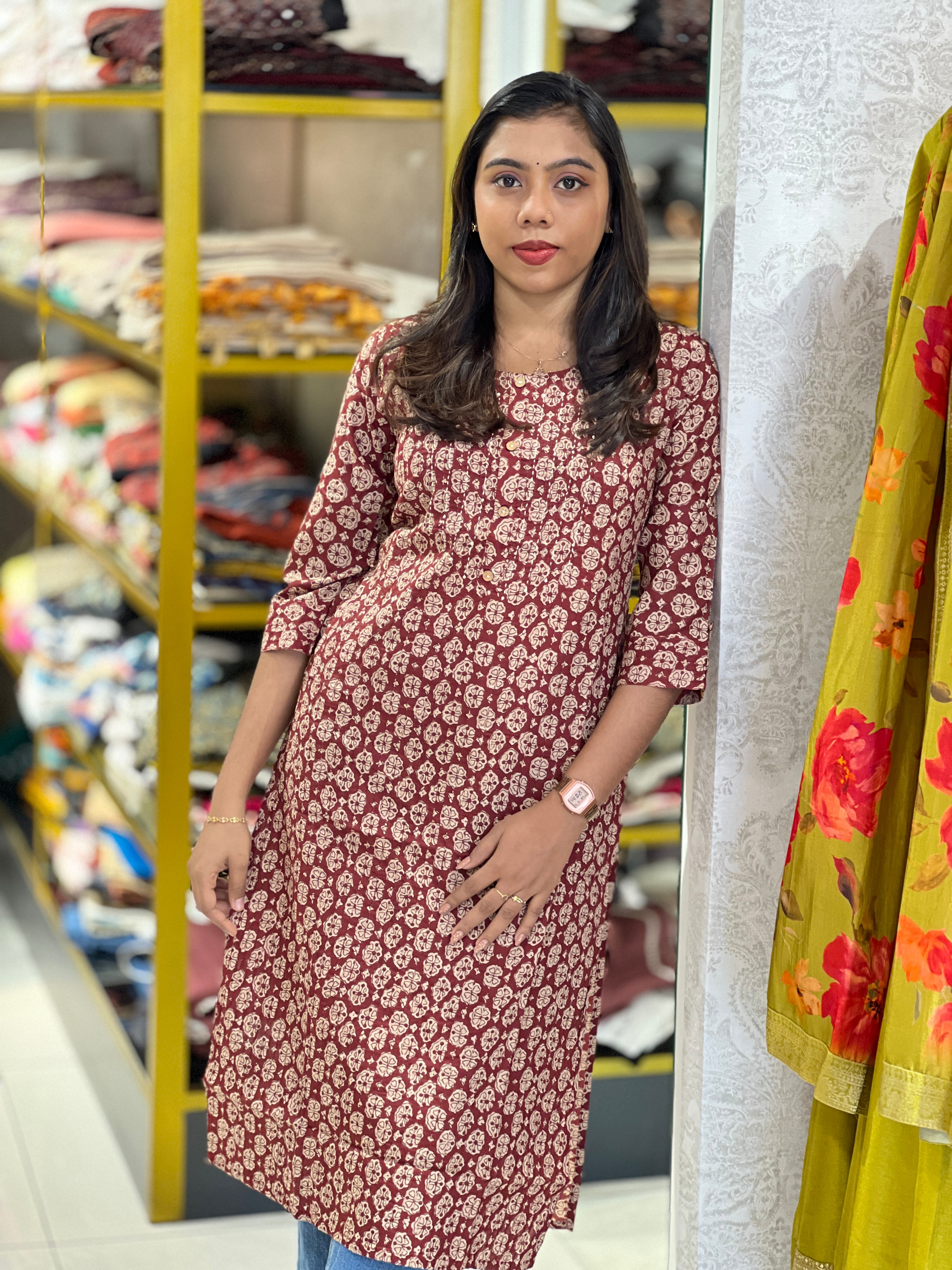 Printed Cotton Kurta | OMF143