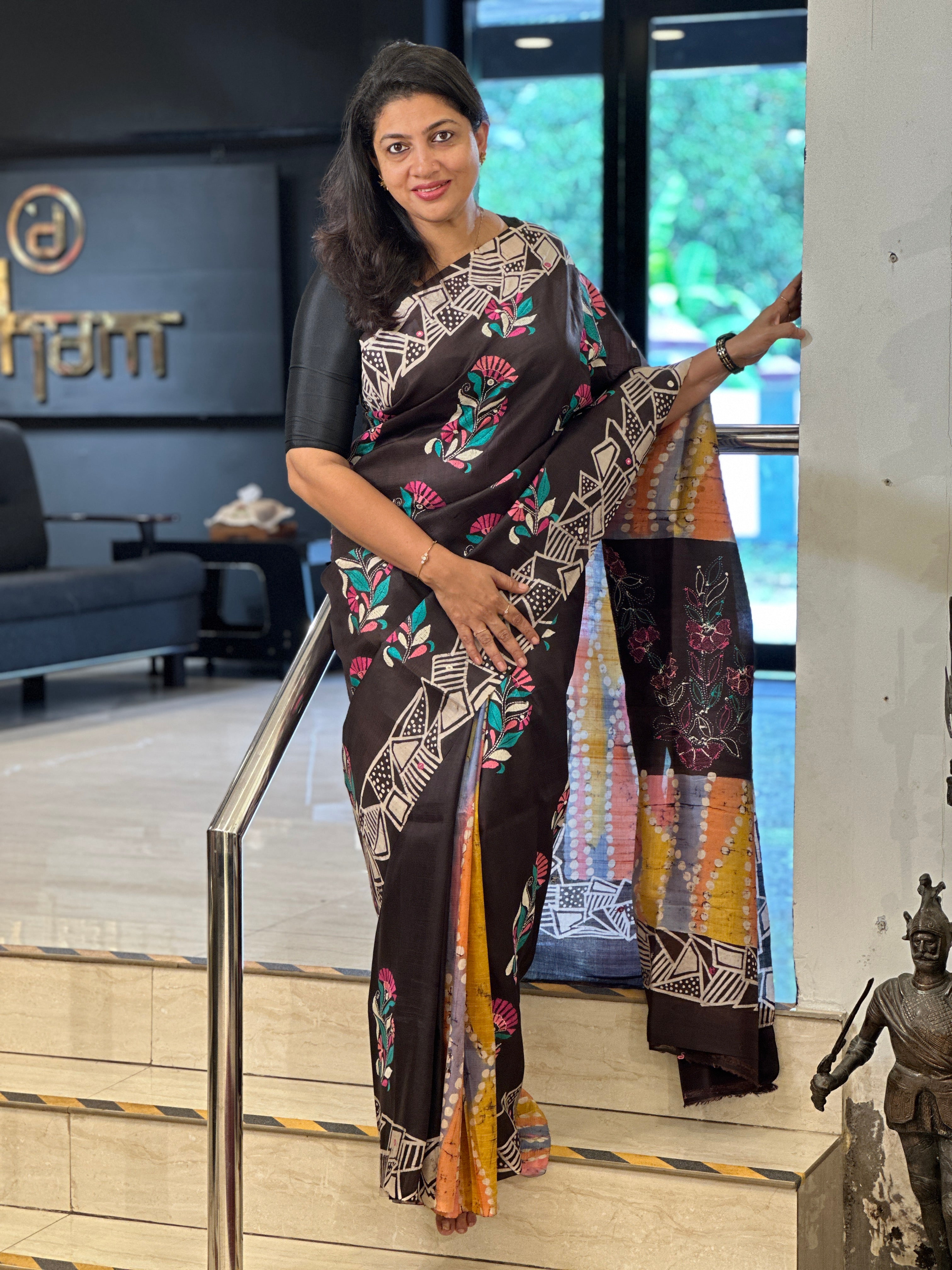 Batik & Kantha Detailed Silk Saree | AYD156