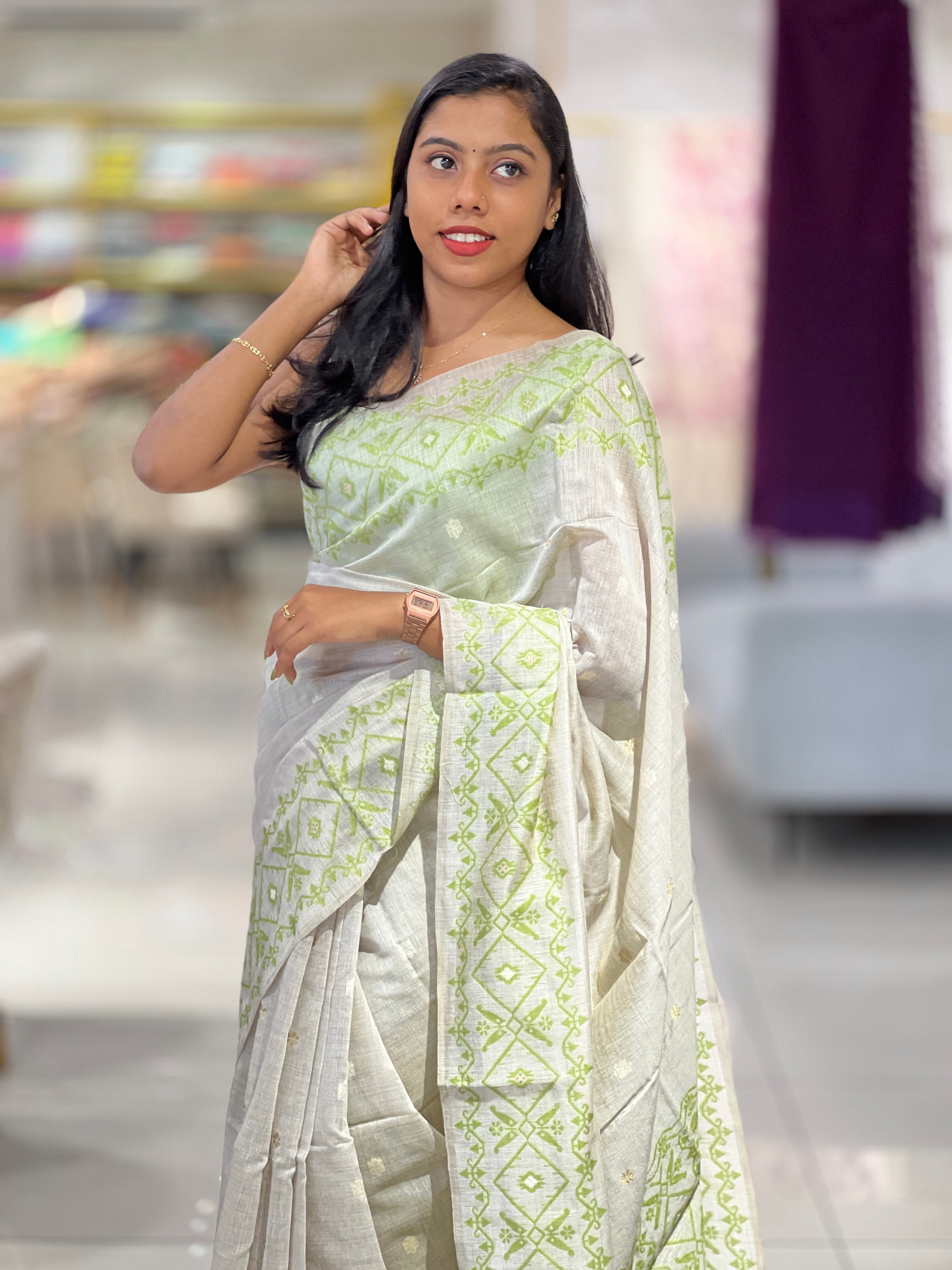 Thread and Zari Weaved Jamdani Saree | SSN219