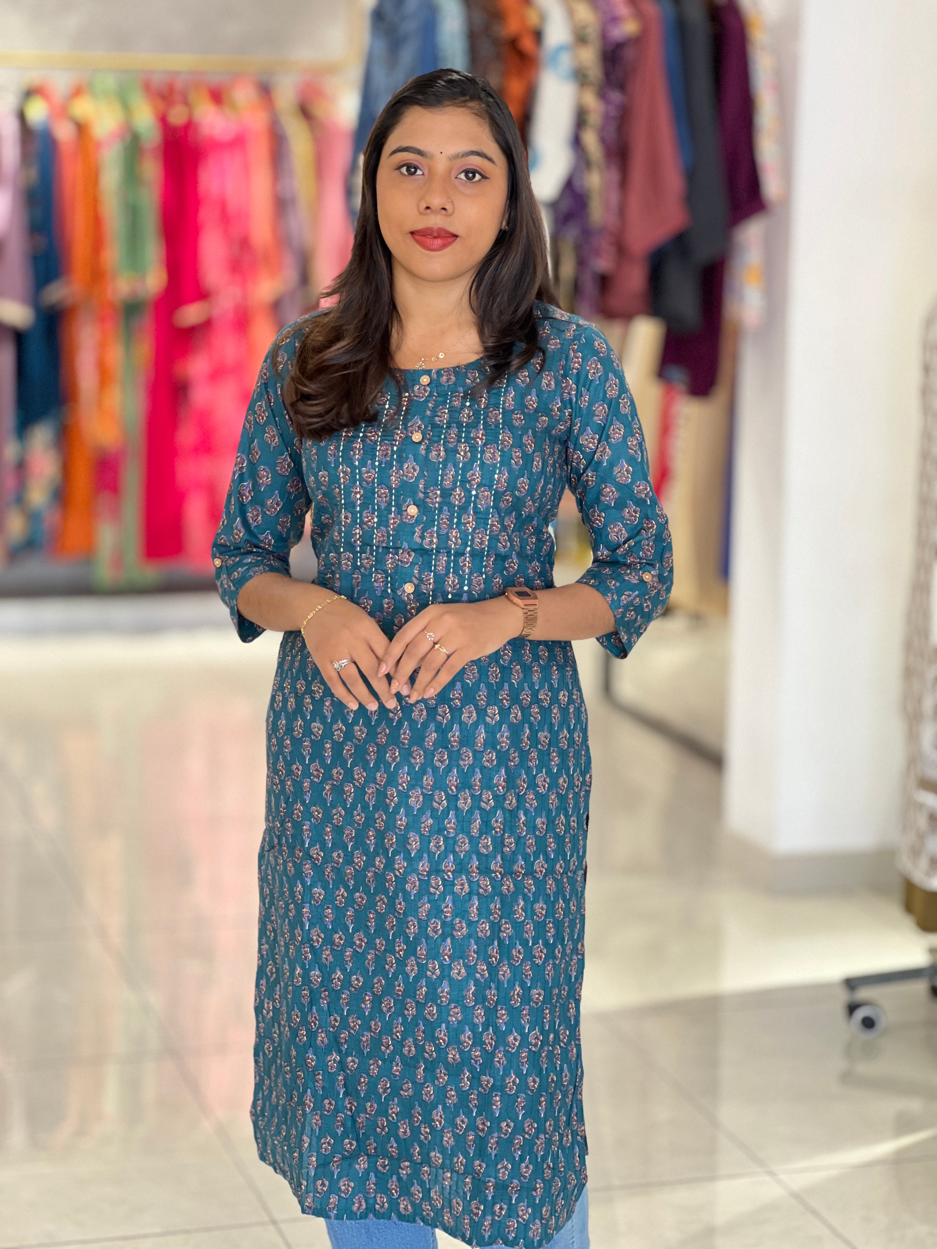 Printed Cotton Kurta | OMF146