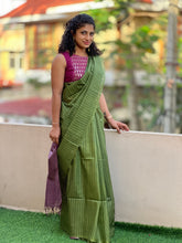 Bhagalpuri Linen Metallic Stripe Pattern Saree | DLS178