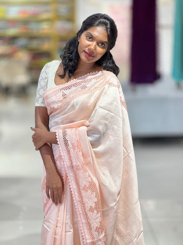 Honeycomb Detailed Border Tussar Finish Saree | SUN444
