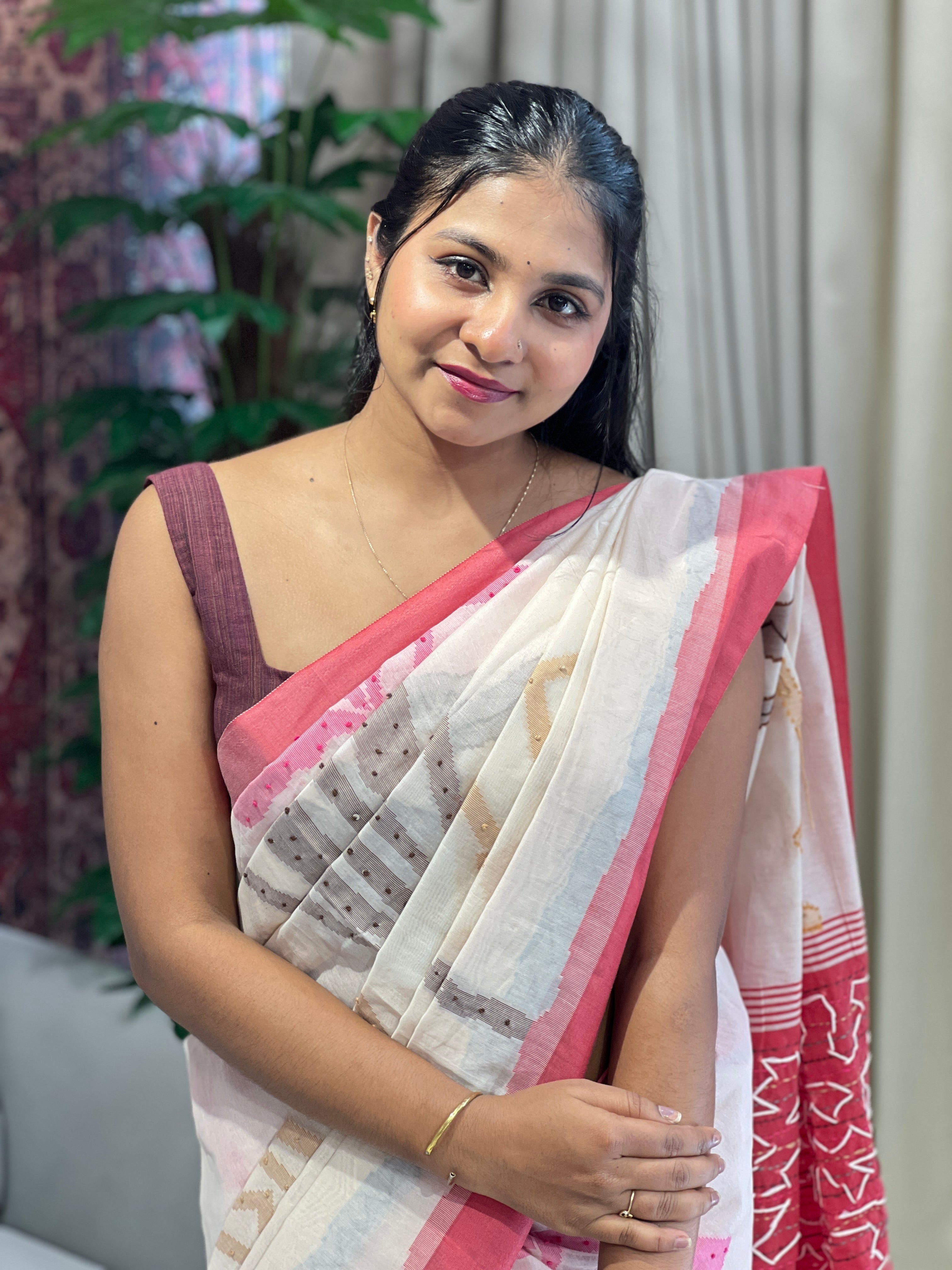 Hand Embroidery Detailed Chanderi Saree | BLD1565