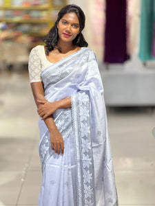Honeycomb Detailed Border Tussar Finish Saree | SUN445