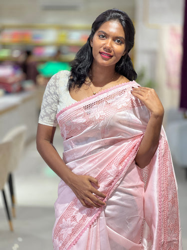 Honeycomb Detailed Border Tussar Finish Saree | SUN446