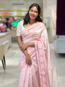Honeycomb Detailed Border Tussar Finish Saree | SUN446