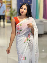 Floral Digital Print With Beads Highlighted Georgette Saree | HT207