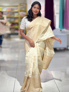 Lucknowi Inspired Embroidery Detailed Semi Tussar Saree | SUN440
