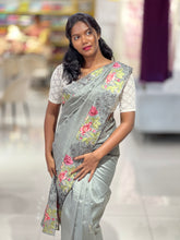 Cut Work With Floral Embroidered Semi Tussar Saree | SUN437