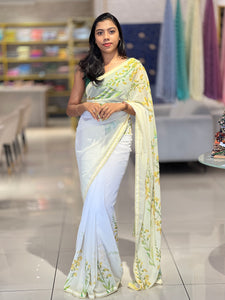 Floral Digital Print With Beads Highlighted Georgette Saree | HT206