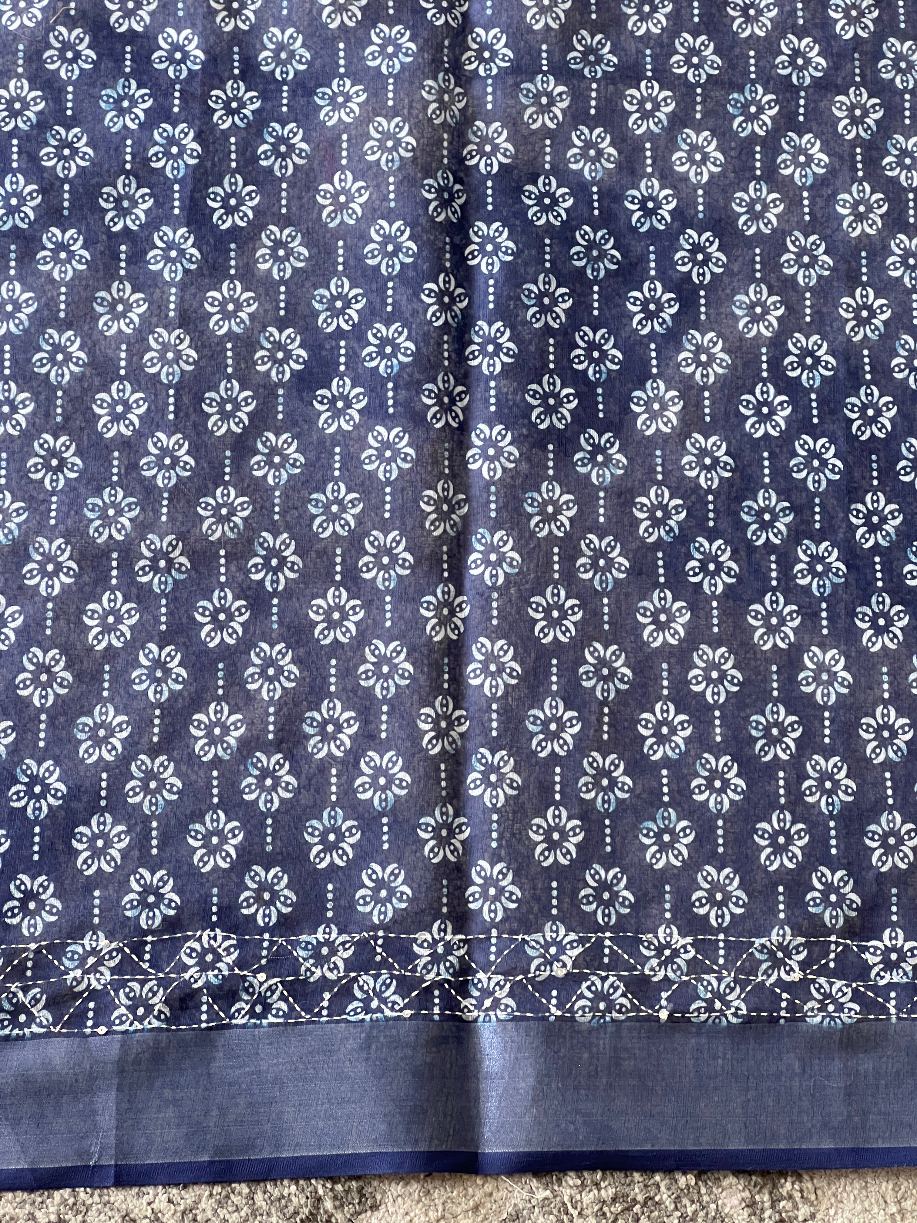 Batik Printed Linen Cotton Saree | BLD1575