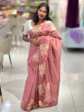 Cut Work With Floral Embroidered Semi Tussar Saree | SUN438