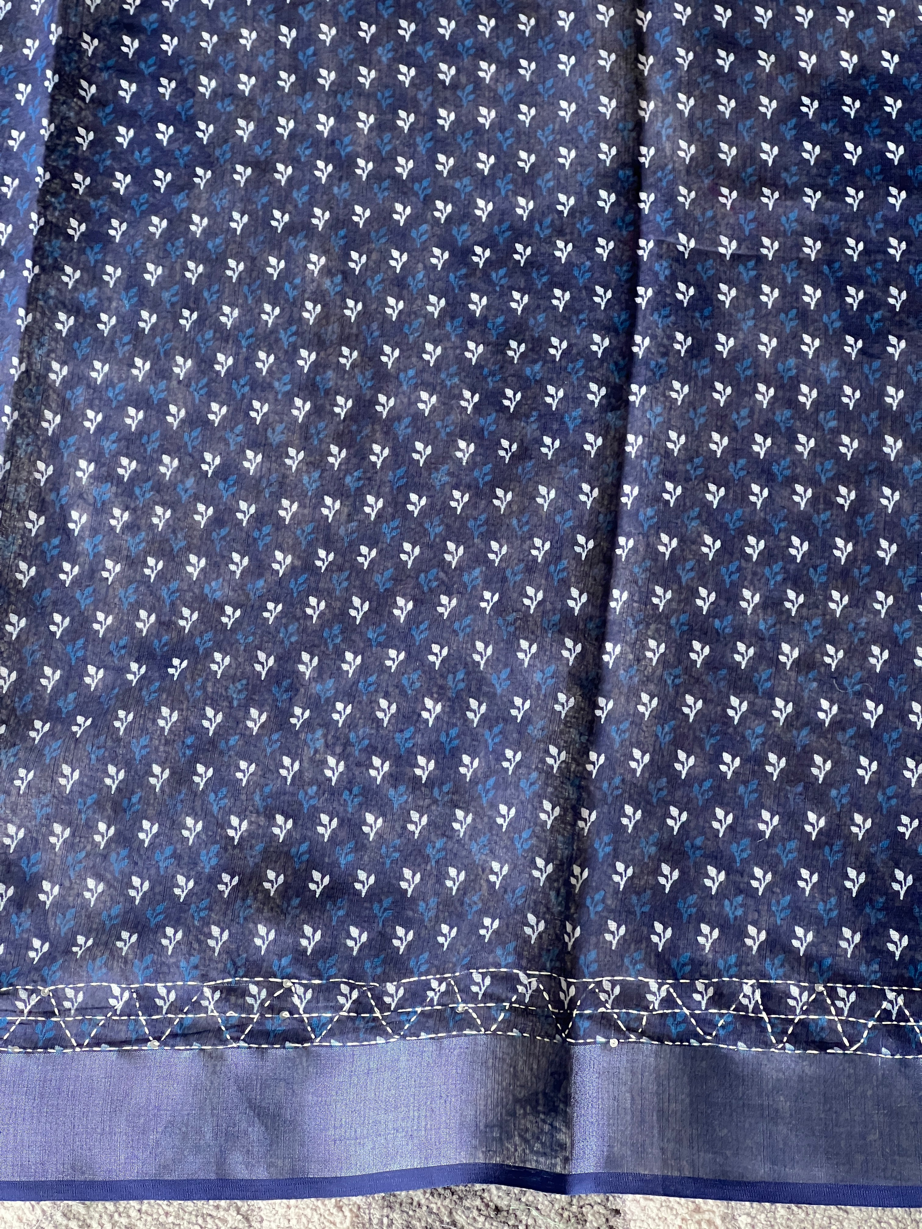 Batik Printed Linen Cotton Saree | BLD1574