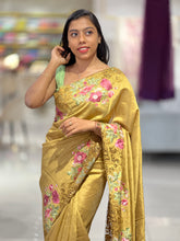 Cut Work With Floral Embroidered Semi Tussar Saree | SUN436