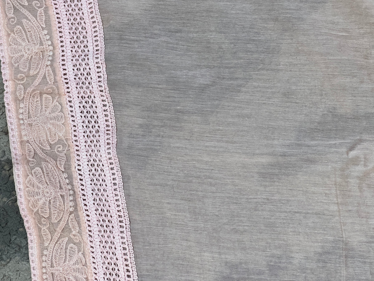 Lucknowi Embroidery Border Pattern Chanderi Saree | MM705