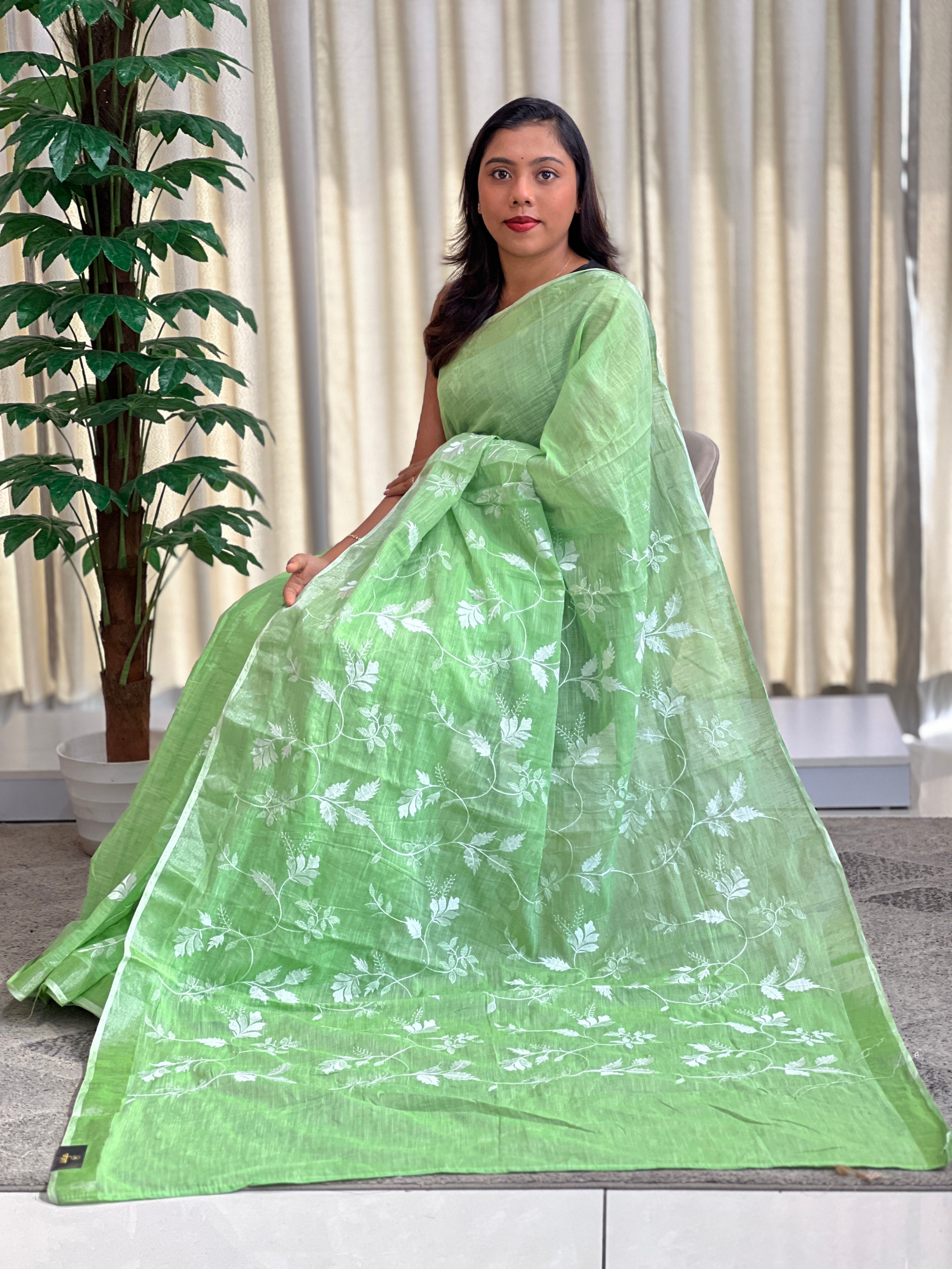 Embroidered Bagalpuri Linen Saree | RP835