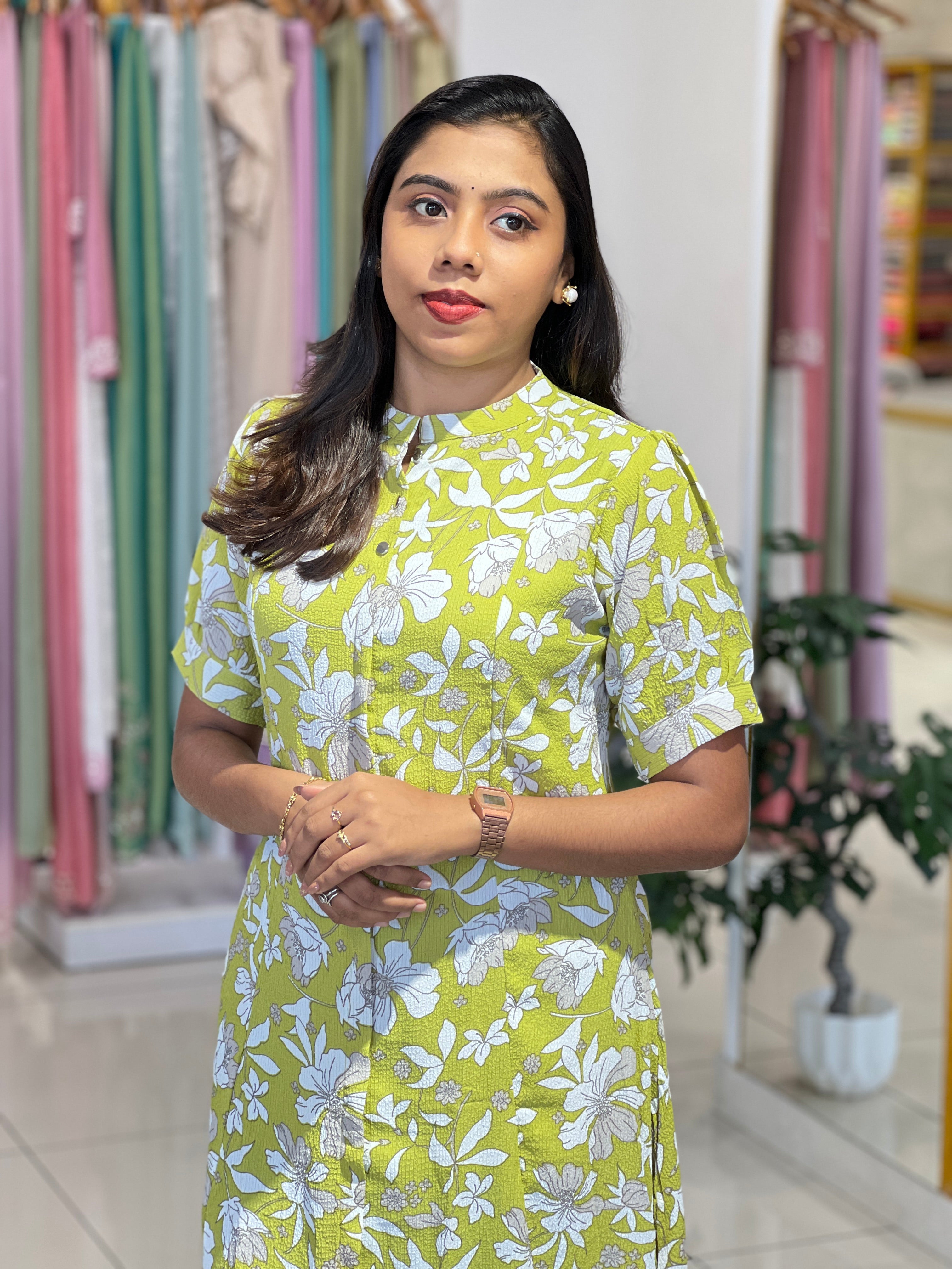 Floral Printed Crushed Rayon Kurta |UNM157