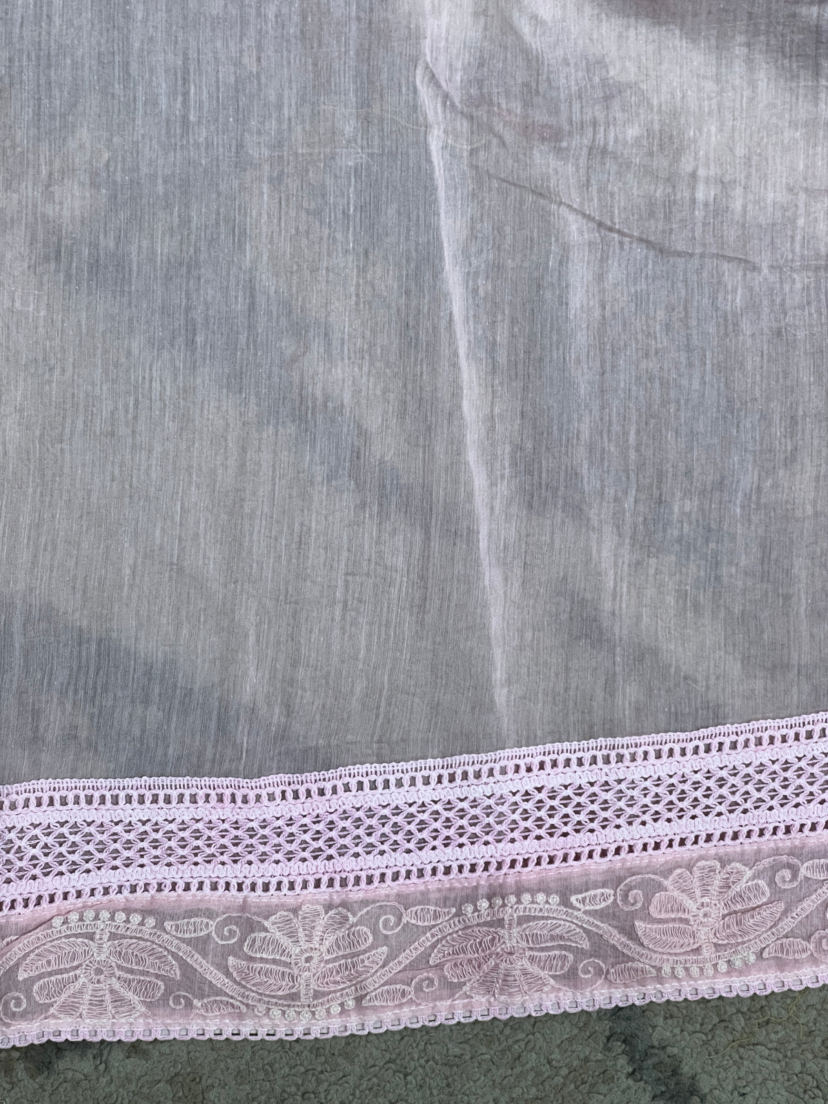 Lucknowi Embroidery Border Pattern Chanderi Saree | MM707
