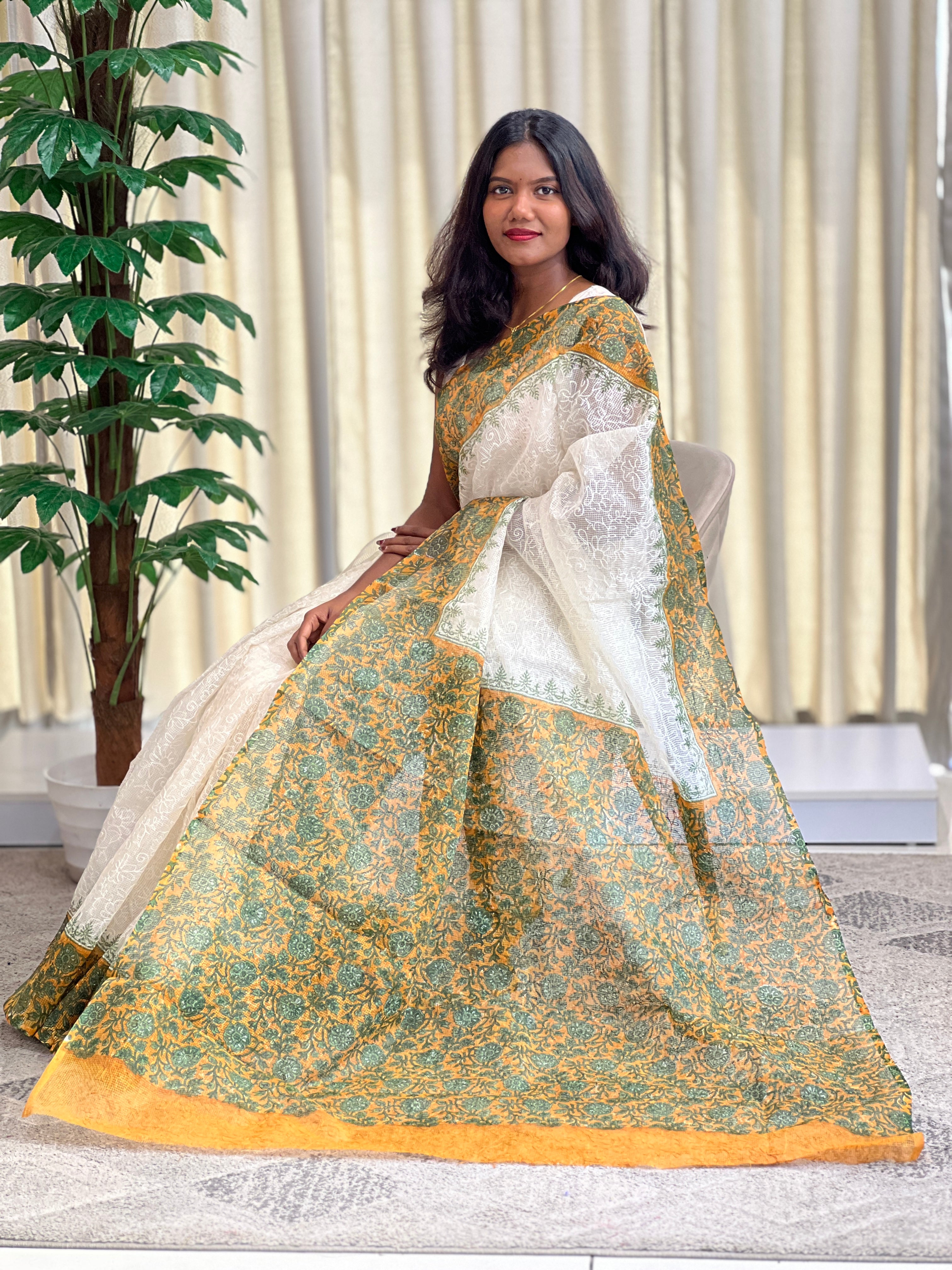 Floral Printed Tepchi Kota Saree | JSC693