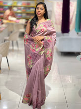 Cutwork Floral Embroidery Semi Tussar Saree |  SUN432