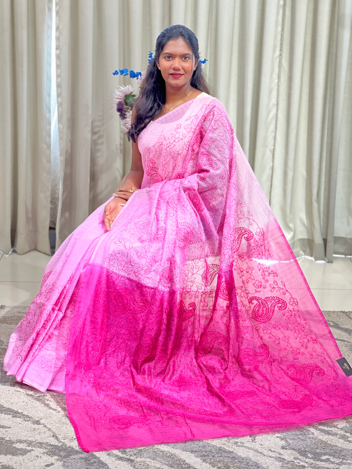 Machine Embroidered Silky Kota Saree | NHH702