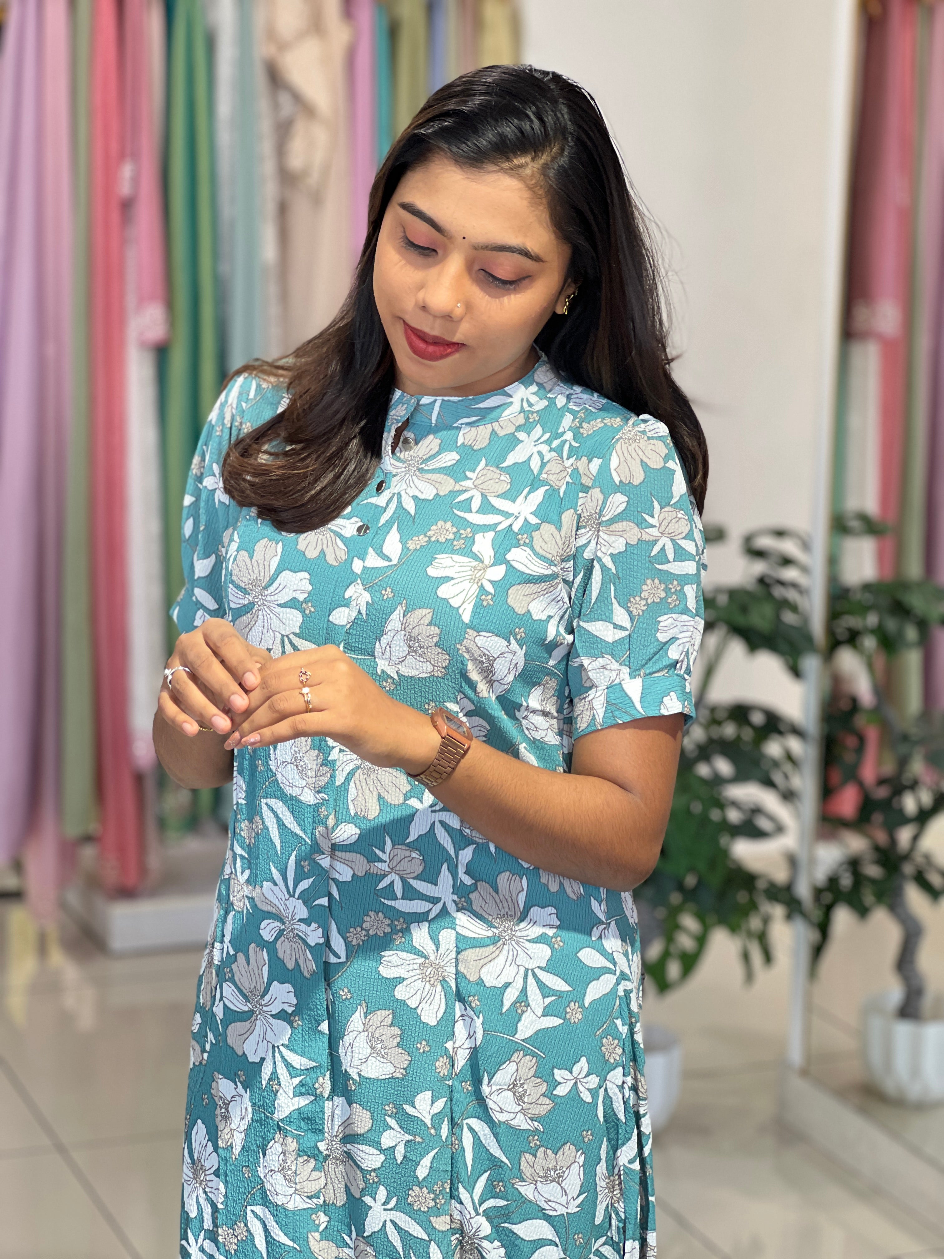 Floral Printed Crushed Rayon Kurta |UNM159