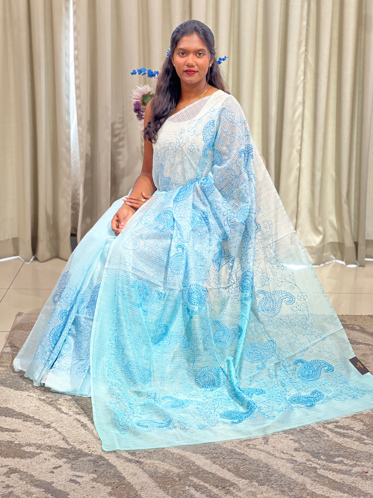Machine Embroidered Silky Kota Saree | NHH704