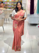 Cutwork Floral Embroidery Semi Tussar Saree | SUN434
