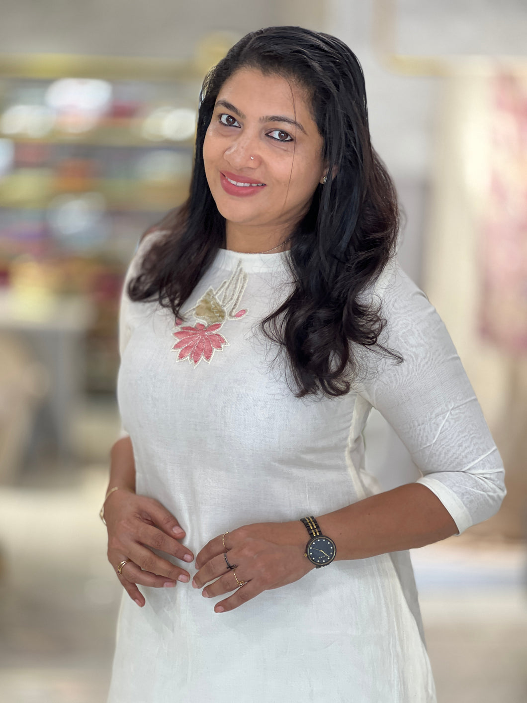 Floral Digital Print With Embroidery Detailed Chanderi Silk Kurta Material | DN778