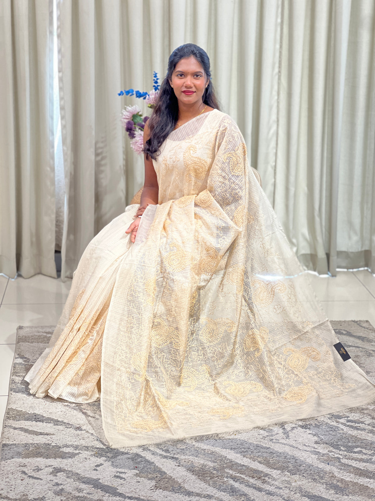 Machine Embroidered Silky Kota Saree | NHH701