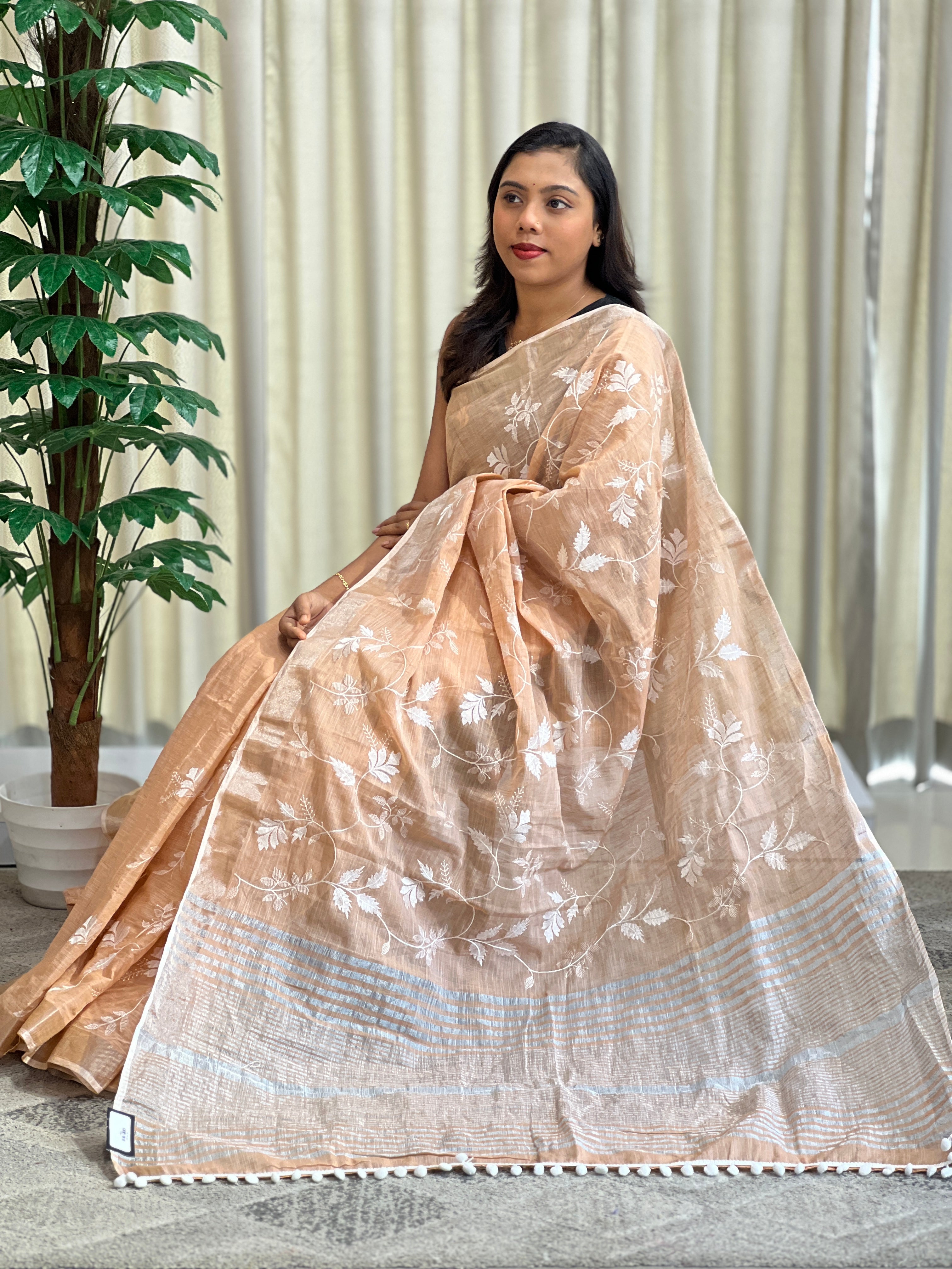 Embroidered Bagalpuri Linen Saree | RP837