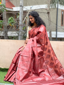 Daimond Weaving Pattern Tussar Saree | YNG177