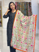 Traditional Thread Embroidery Detailed Chanderi Finish Dupatta | VET273