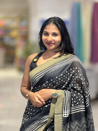 Block Printed Chanderi Saree | YNG231