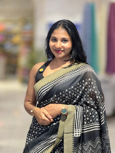 Block Printed Chanderi Saree | YNG231