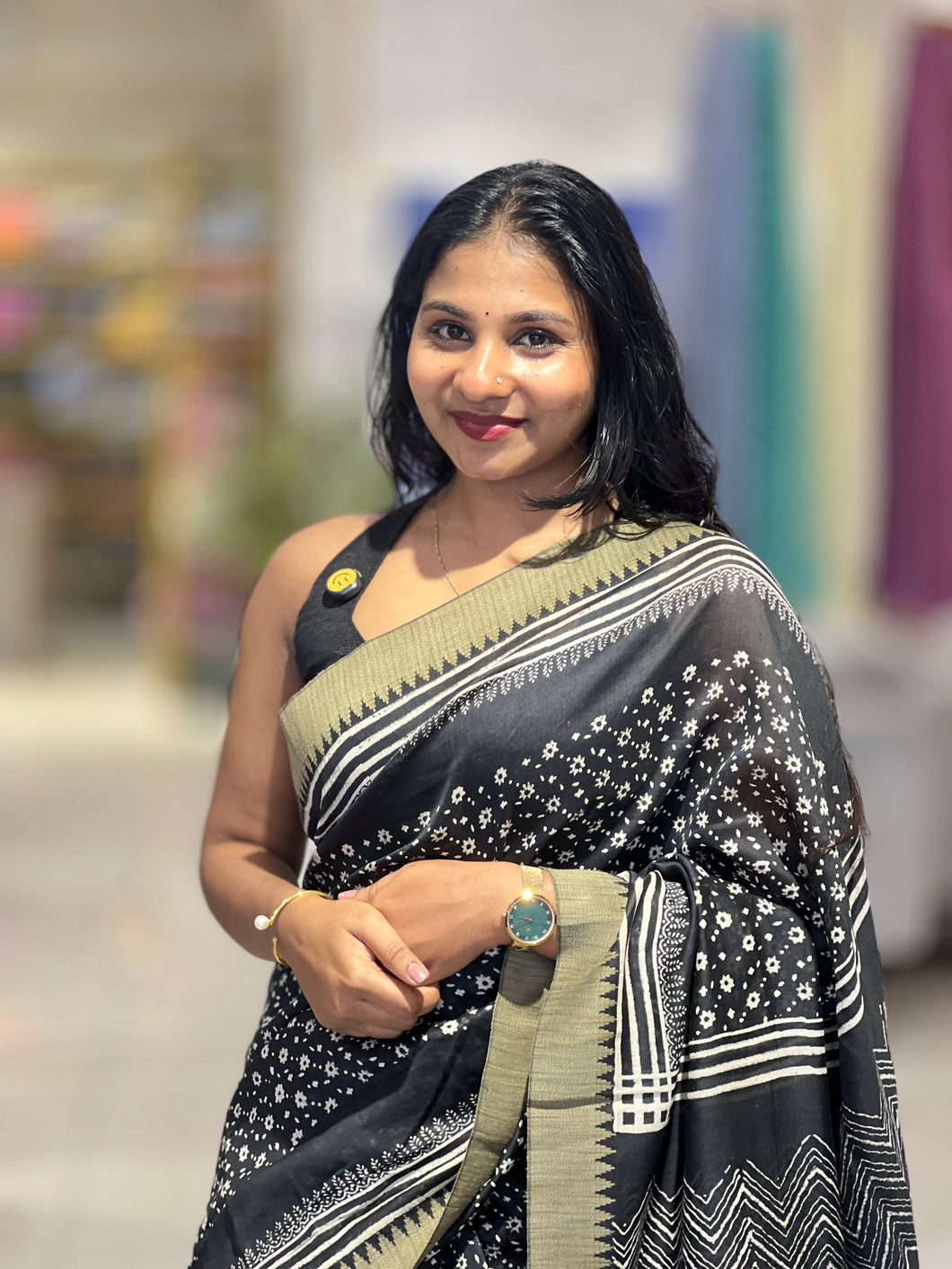 Block Printed Chanderi Saree | YNG231