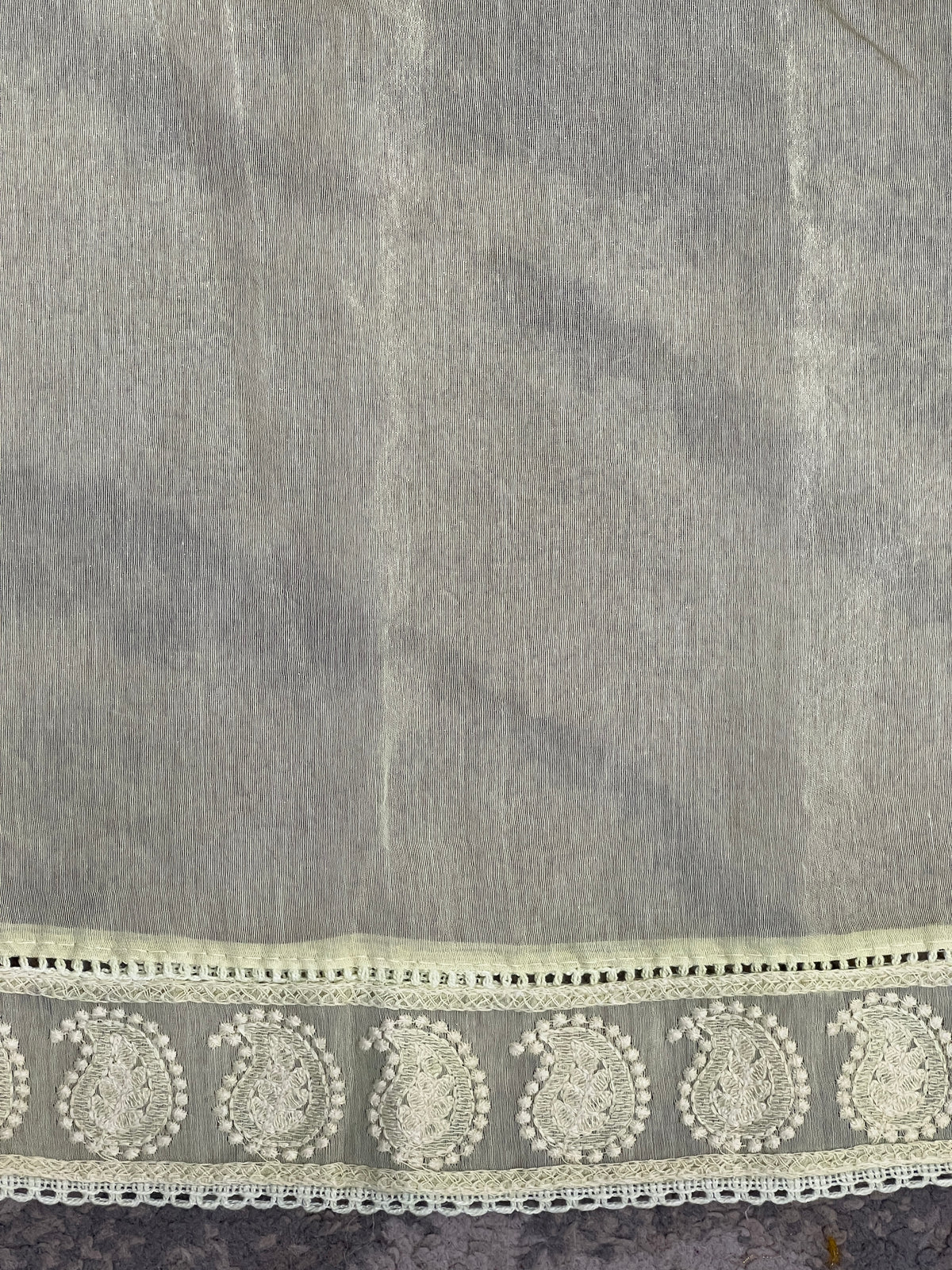 Lucknowi Embroidery Border Pattern Chanderi Saree | MM702
