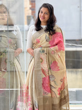 Floral Digital Print Detailed Muga Tussar Saree | MR177