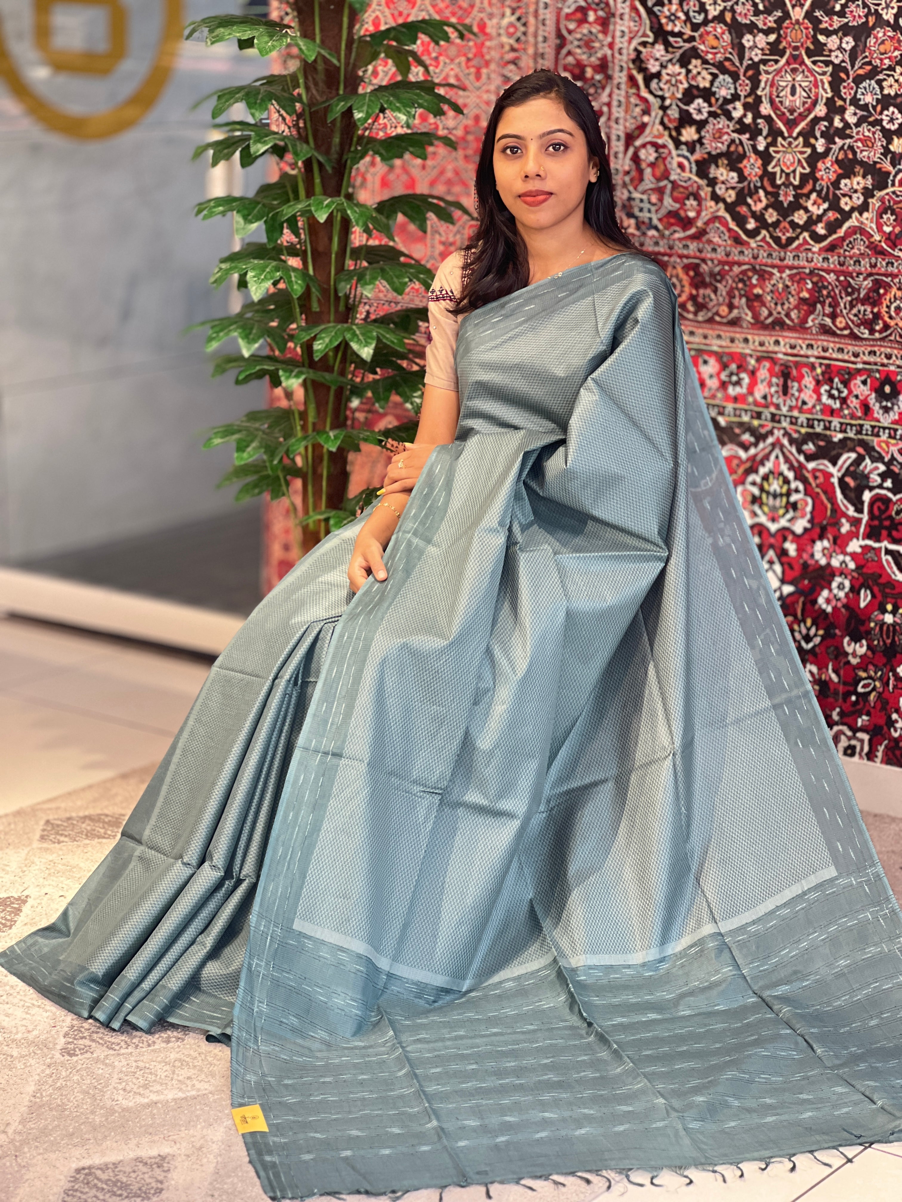 Kesiya & Thread Weaved Semi Tussar Saree | PNS143