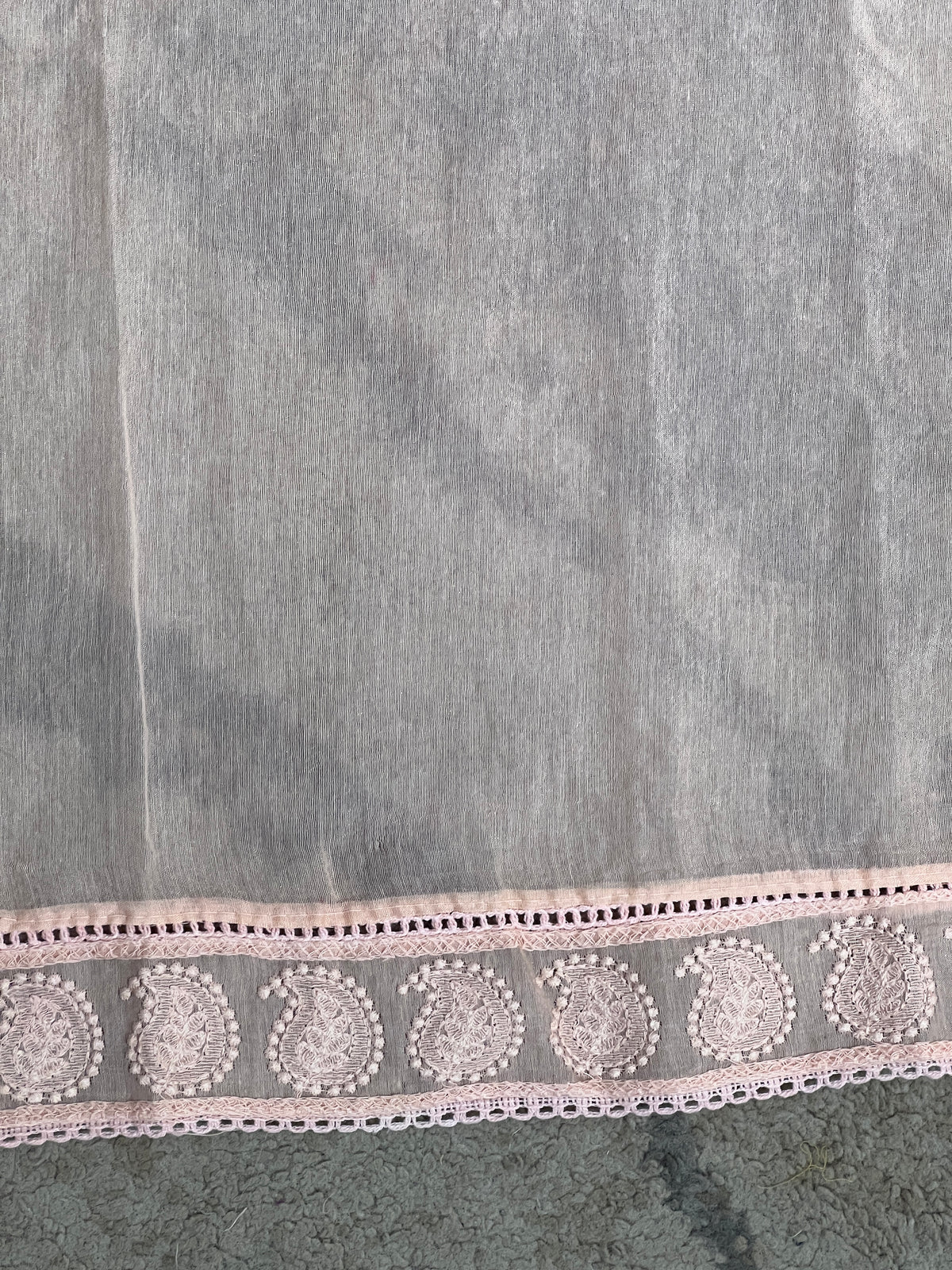 Lucknowi Embroidery Border Pattern Chanderi Saree | MM701