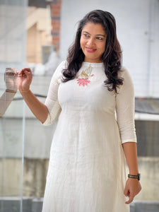 Floral Digital Print With Embroidery Detailed Chanderi Silk Kurta Material | DN778