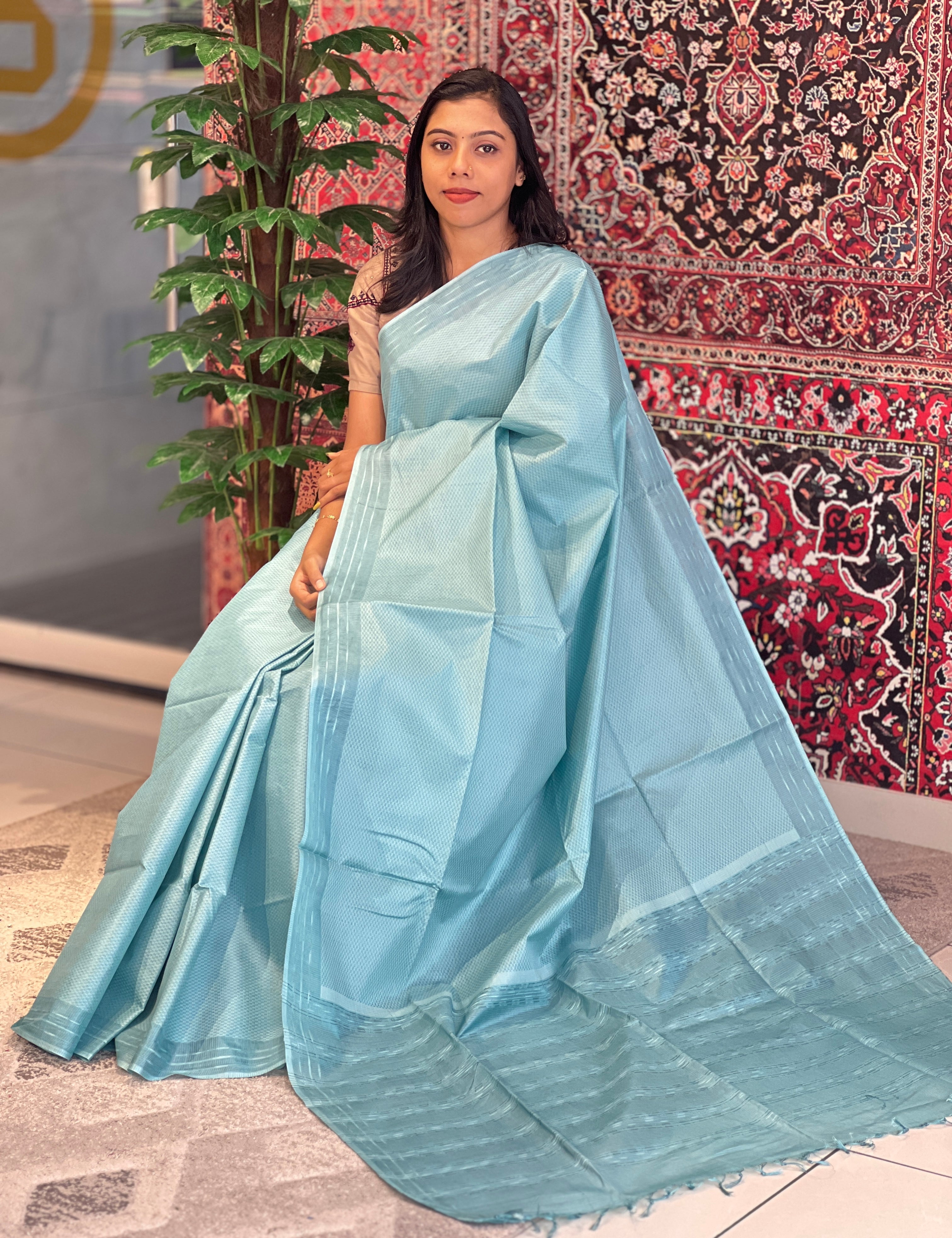 Kesiya & Thread Weaved Semi Tussar Saree | PNS145
