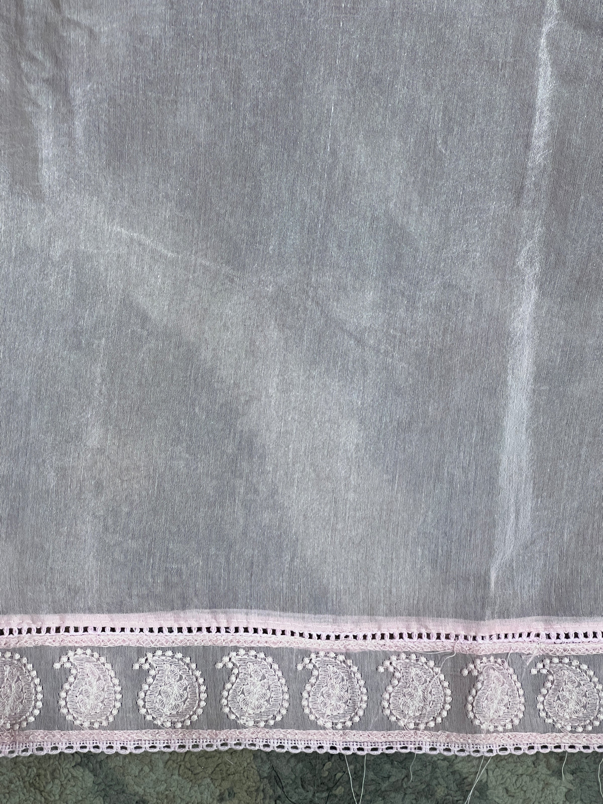 Lucknowi Embroidery Border Pattern Chanderi Saree | MM704