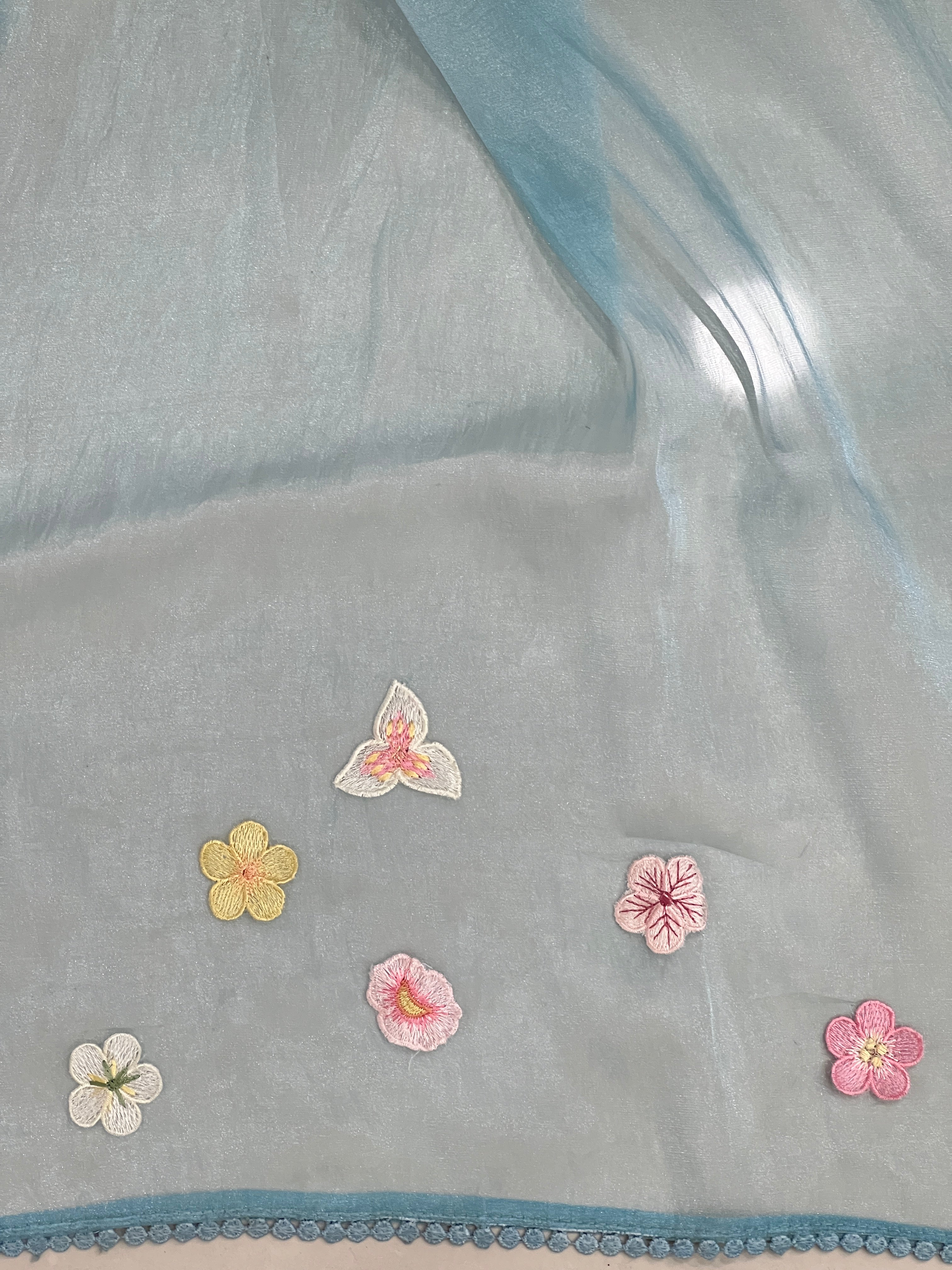 Patch Detailed Shimmer Organza Saree | BLD1515