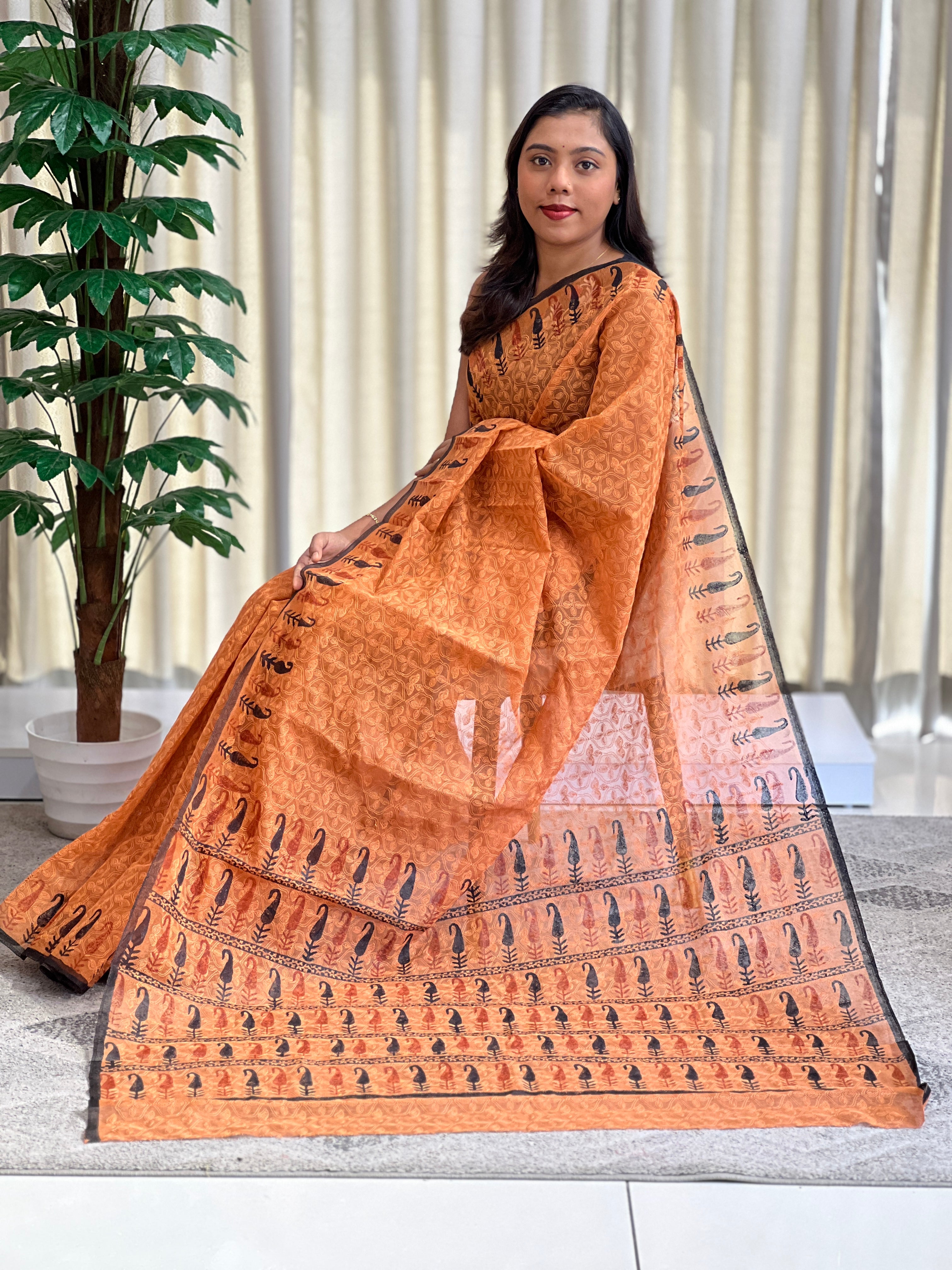 Paisley Printed Pattern Kota Saree | JSC703