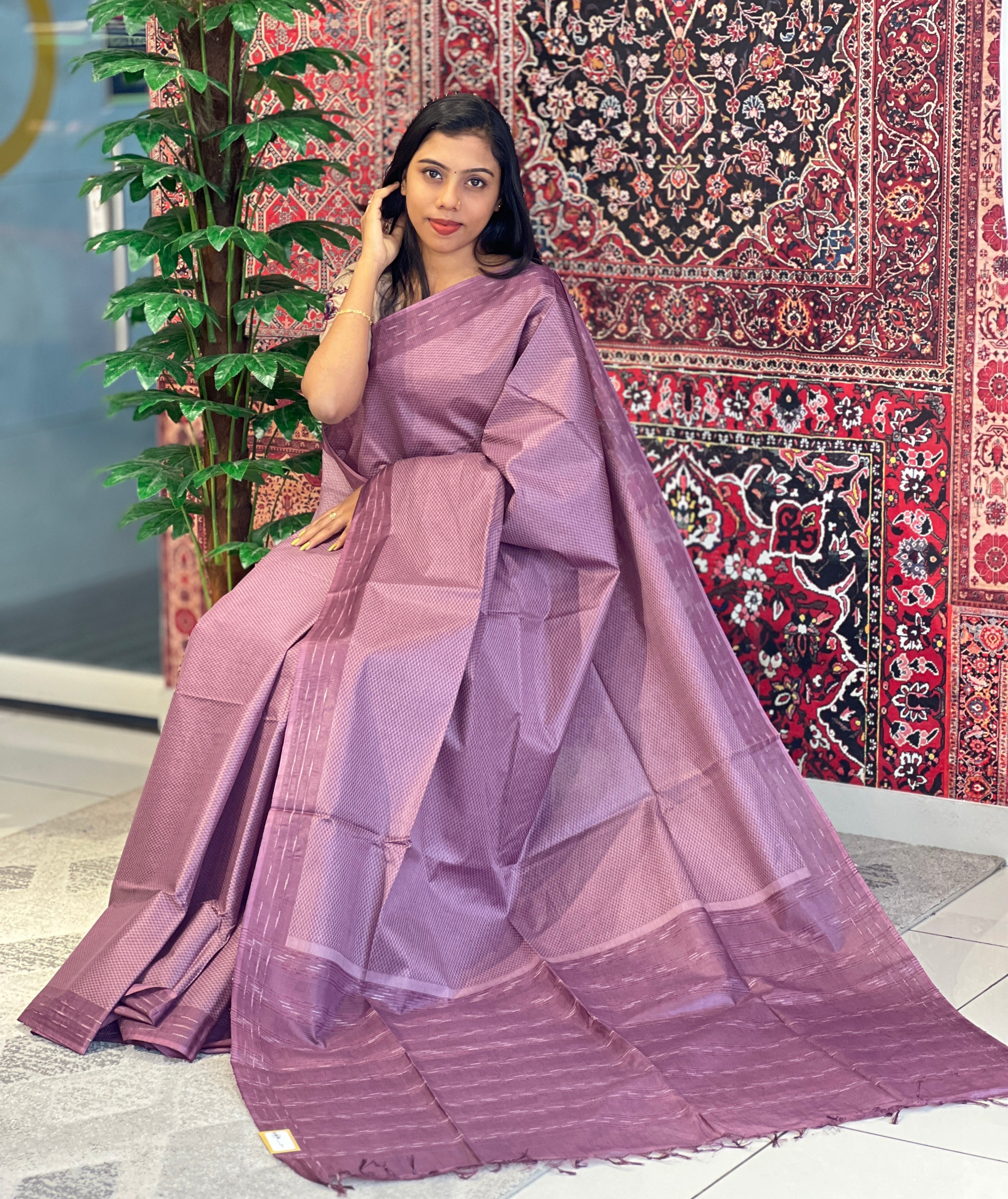 Kesiya & Thread Weaved Semi Tussar Saree | PNS147