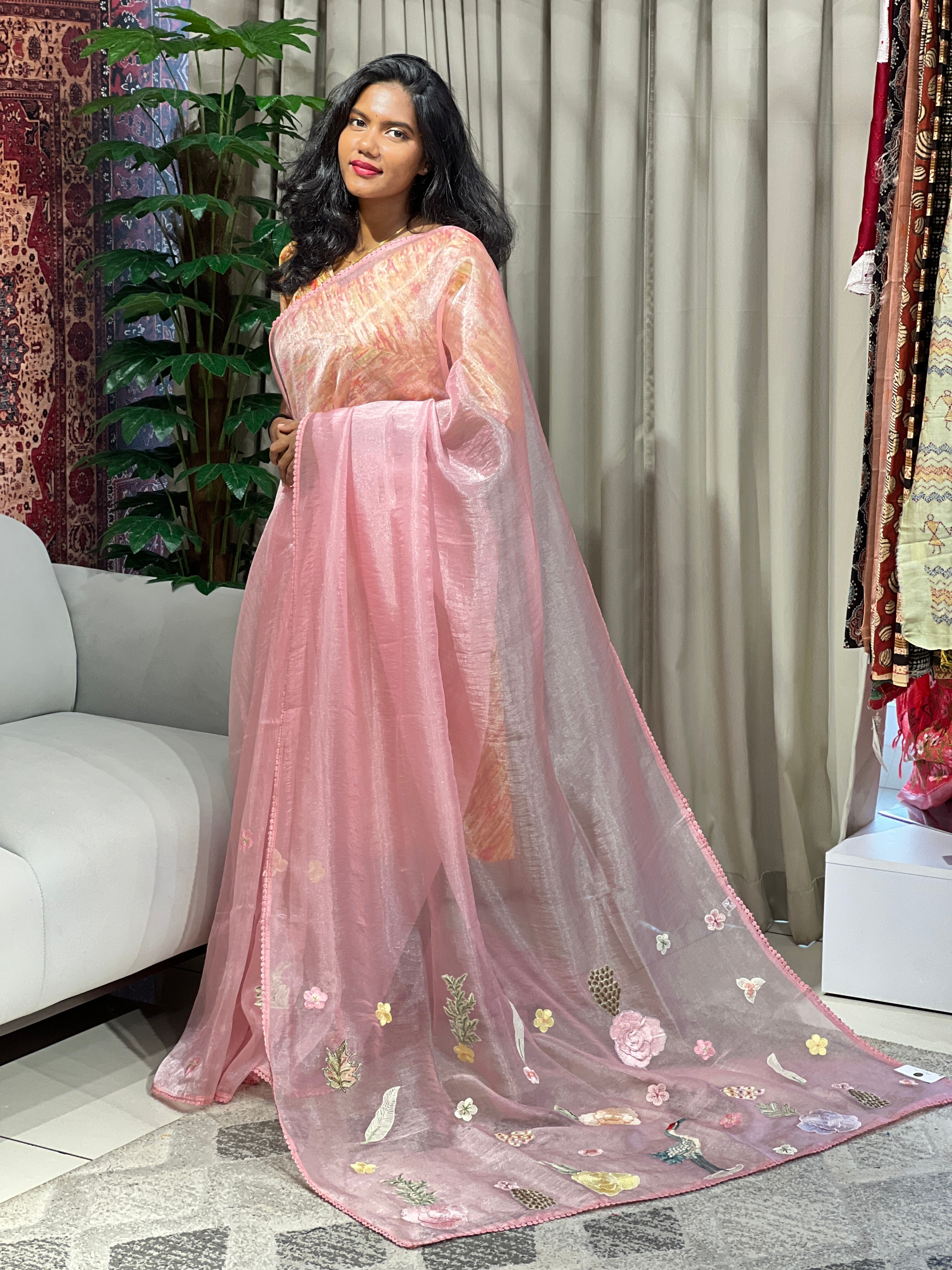 Patch Detailed Shimmer Organza Saree | BLD1517
