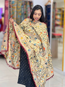 Thread Embroidery Detailed Chanderi Finish Dupatta | VET284