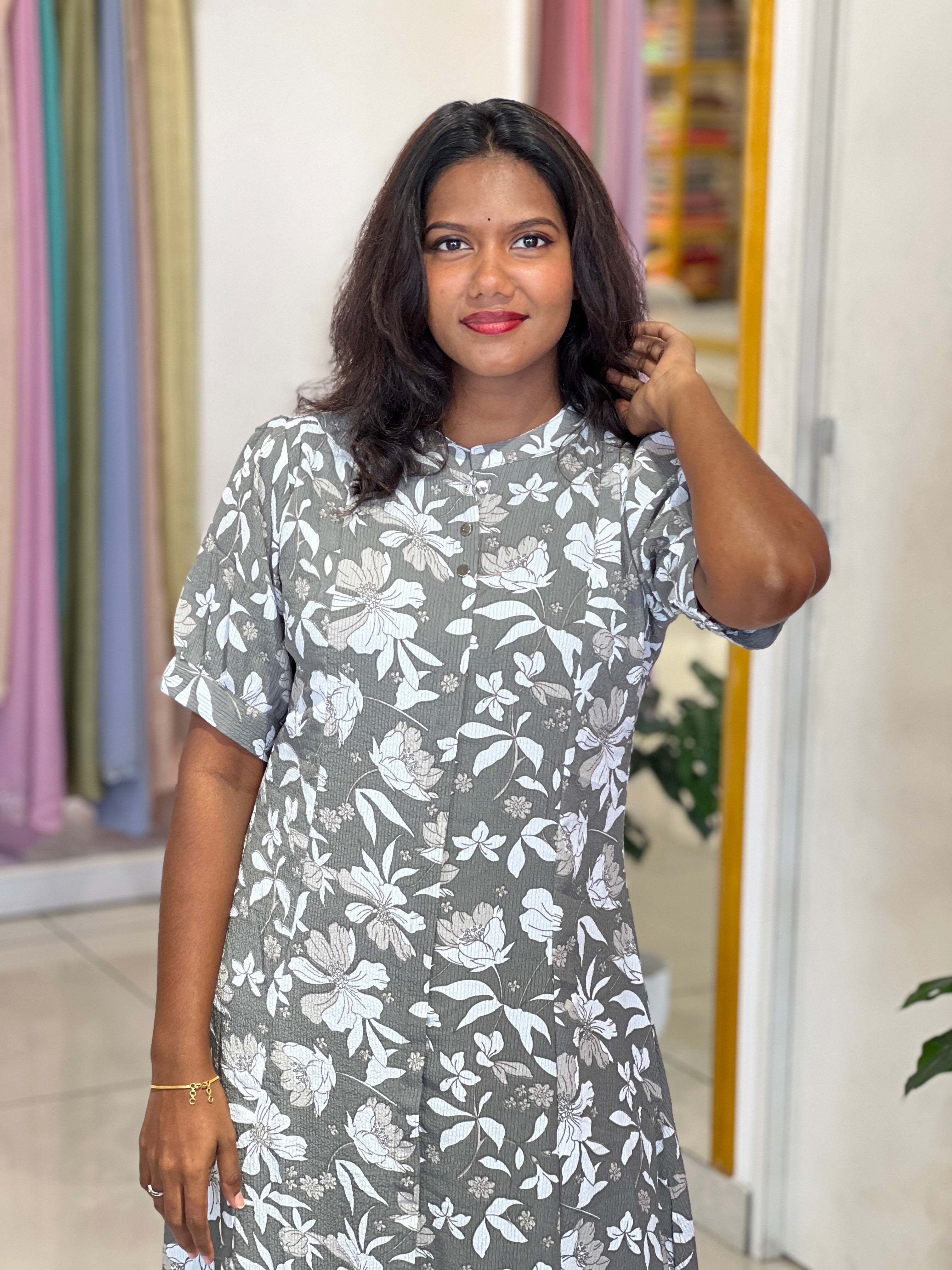 Floral Printed A-Line Rayon Kurta |UNM160